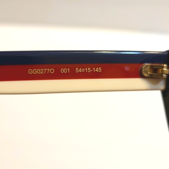 Authentic Gucci Black Blue Red Cream Stripe Logo Optical Frames - Picture 10 of 13